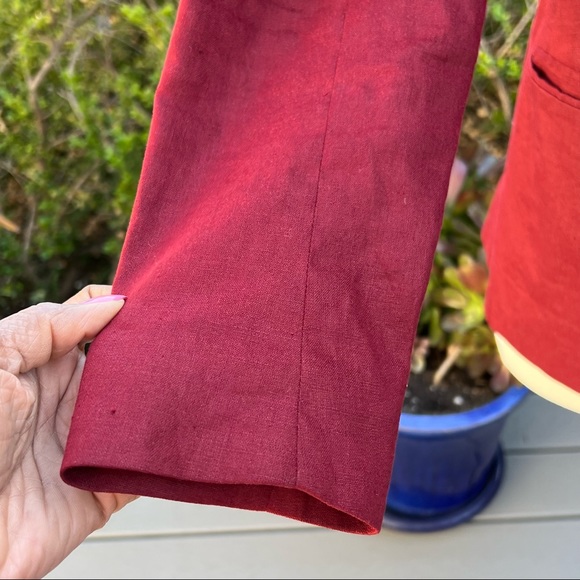 MORGANE LE FAY Designed By Liliana Casabal Linen/ Lycra Blazer Burnt Red Color - Picture 3 of 10